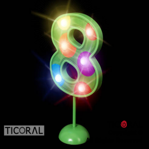 NUMERO 8 GIGANTE LUMINOSO MULTICOLOR x 1